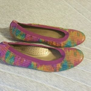 Multi colored leather flats
